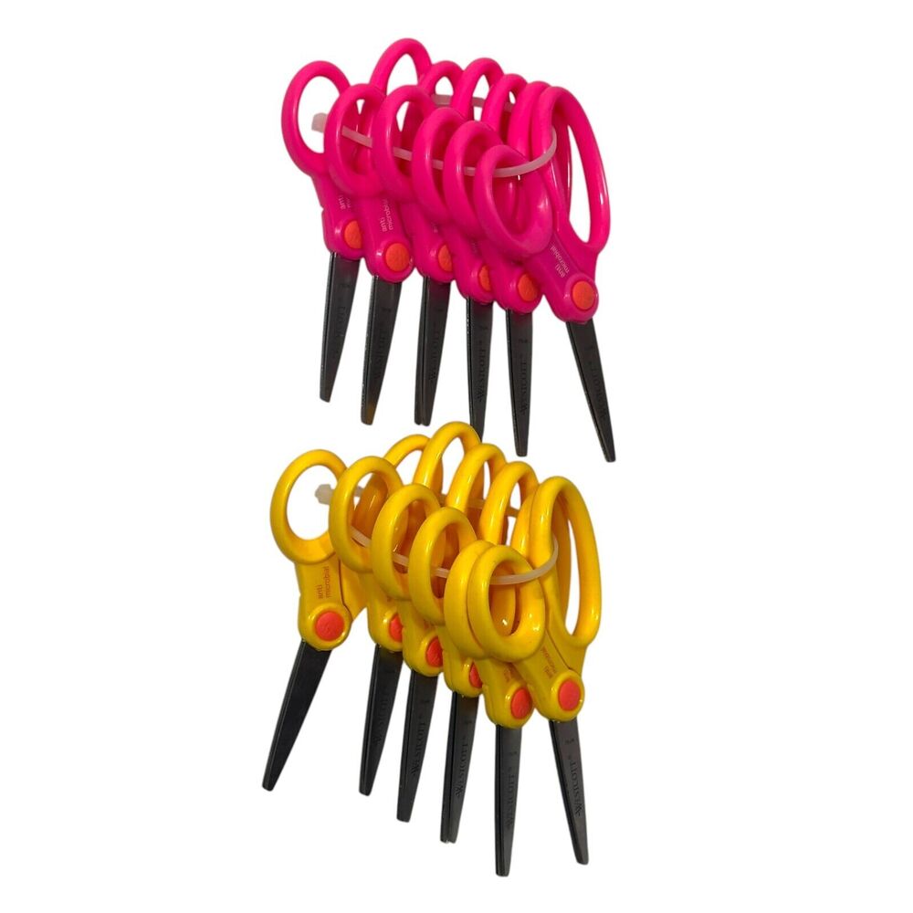 Westcott Kid's Pink Yellow Art Gymnastics Anti-Microbial Scissors - Lot of 12